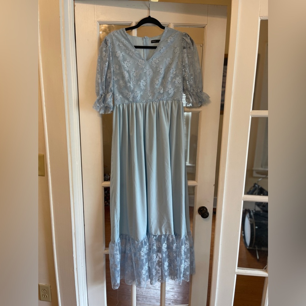 SHEIN Lantern Sleeve Maxi Dress
